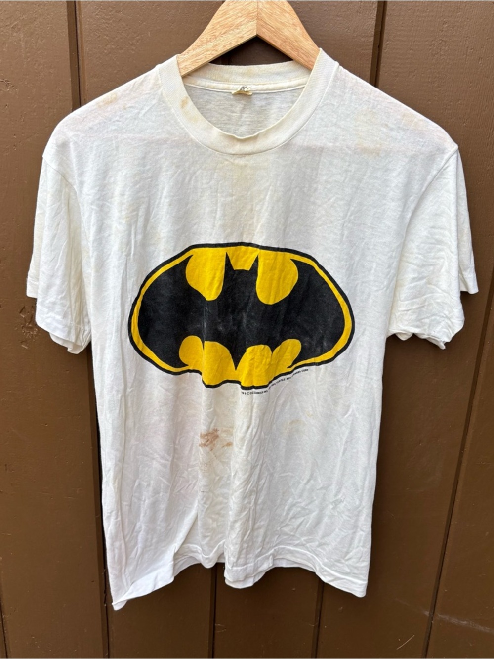 Vtg Batman T Shirt 1964 Size XL White Distressed